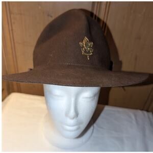 Vintage Boy Scouts of Japan Felt Wool Hat Fuji 7 1/8 -7 3/8 Medium